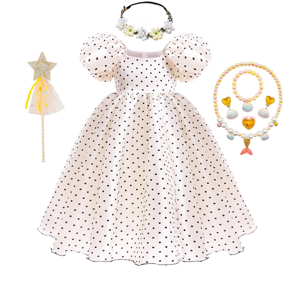Girls Polka Dot Princess Dress Kids Birthday Gift Carnival Formal Elegant Gown Holiday Party Fantasy Outfit Children Fancy Frock