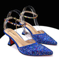 New Arrival Fashion Style Pointed Shoes Bag Soft Handle Bag Anklet Design Medium Heel Ladies Shoes Suitable for Wedding Party