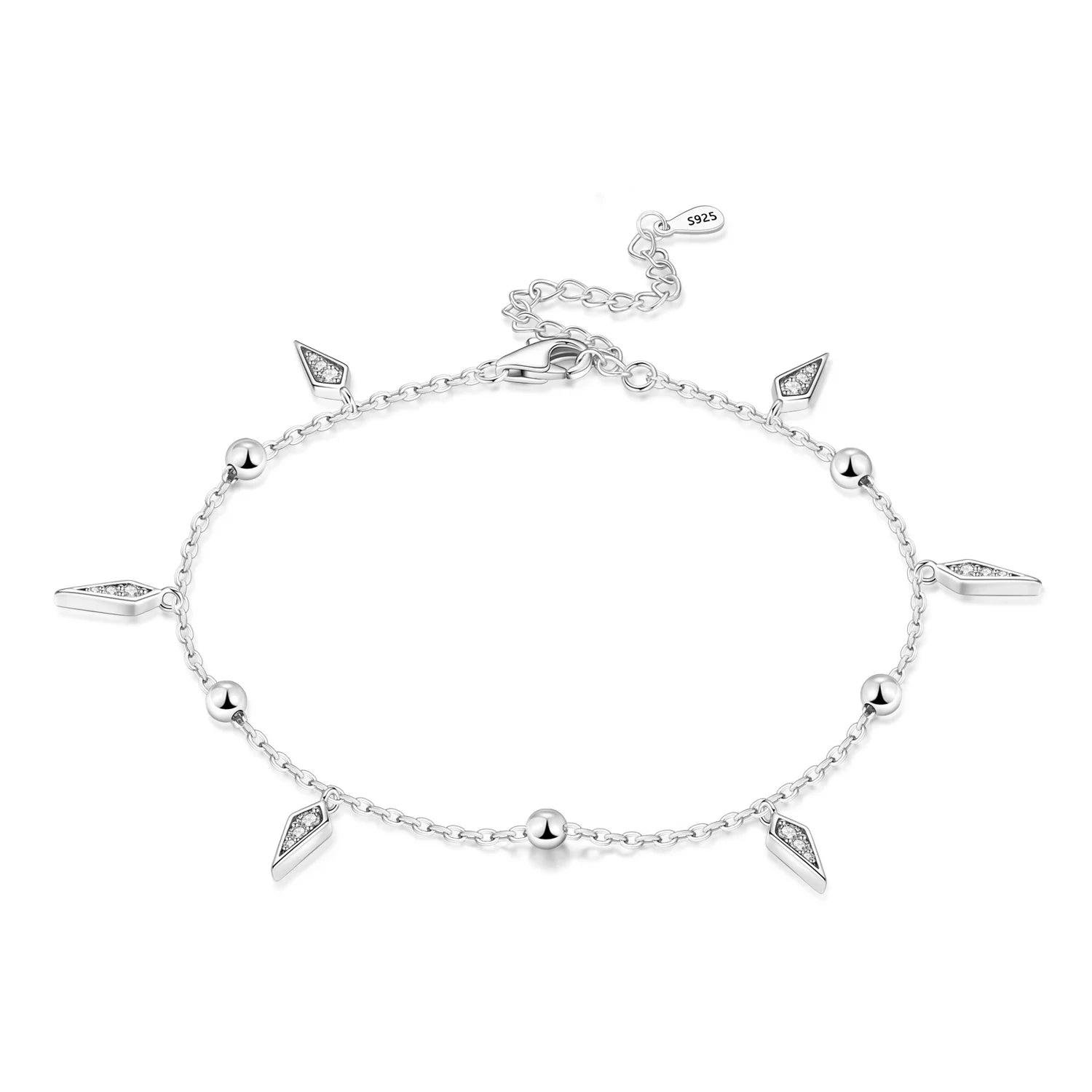 Orstarry S925 Sterling Silver Summer Double Star Shaped Chain Anklets Women Lady Ankle Bracelet Prom Foot Party Jewelry Gifts