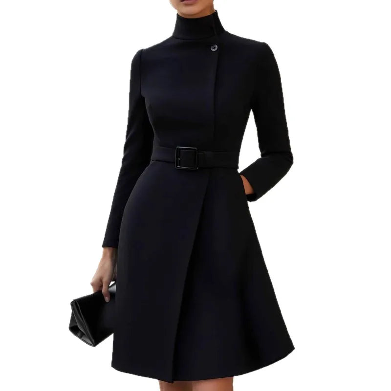 Women Church Dresses Vintage Autumn Winter Long Sleeve Sexy Stand Collar Vintage 1950s Mermaid Formal A-line Dress for Business