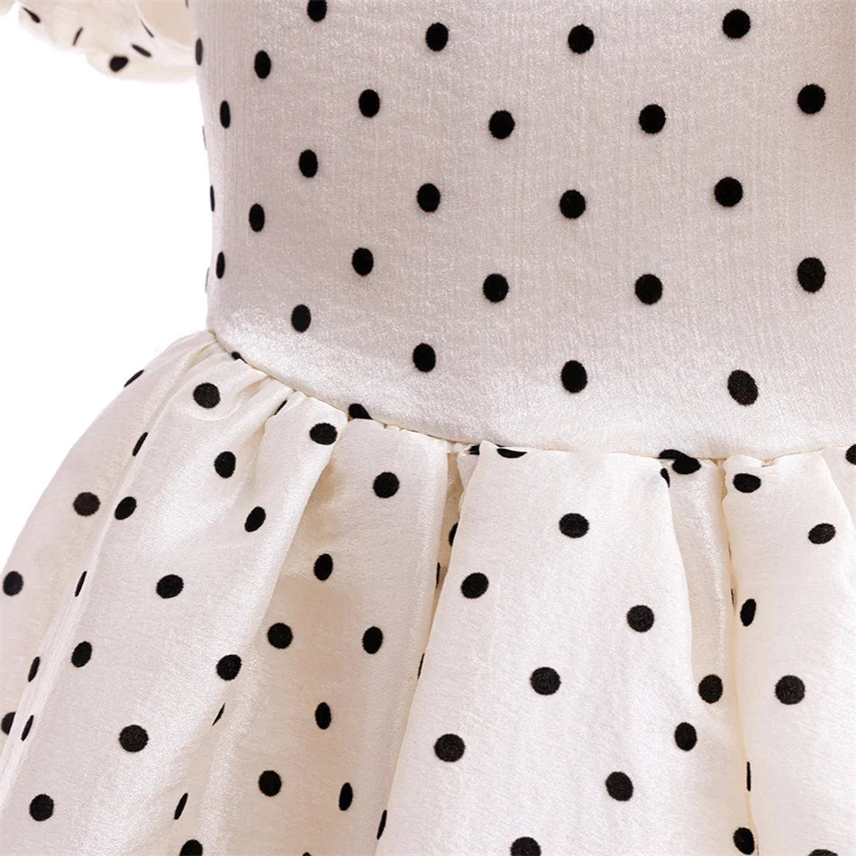 Girls Polka Dot Princess Dress Kids Birthday Gift Carnival Formal Elegant Gown Holiday Party Fantasy Outfit Children Fancy Frock