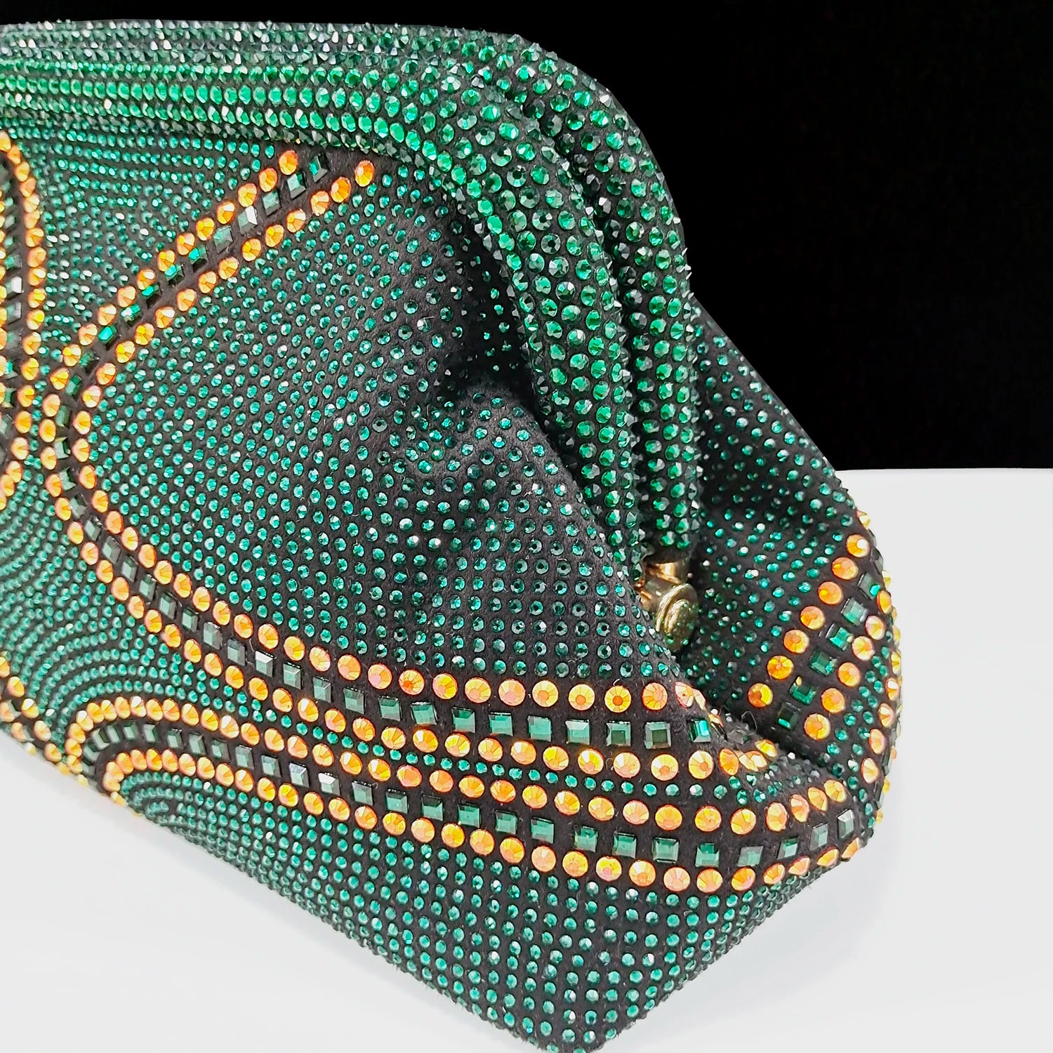 QSGFC New Designer Specials Italian Women Heels Shoes and Bag Set  Royal Green Color Comfortable With Rhinestone for Party