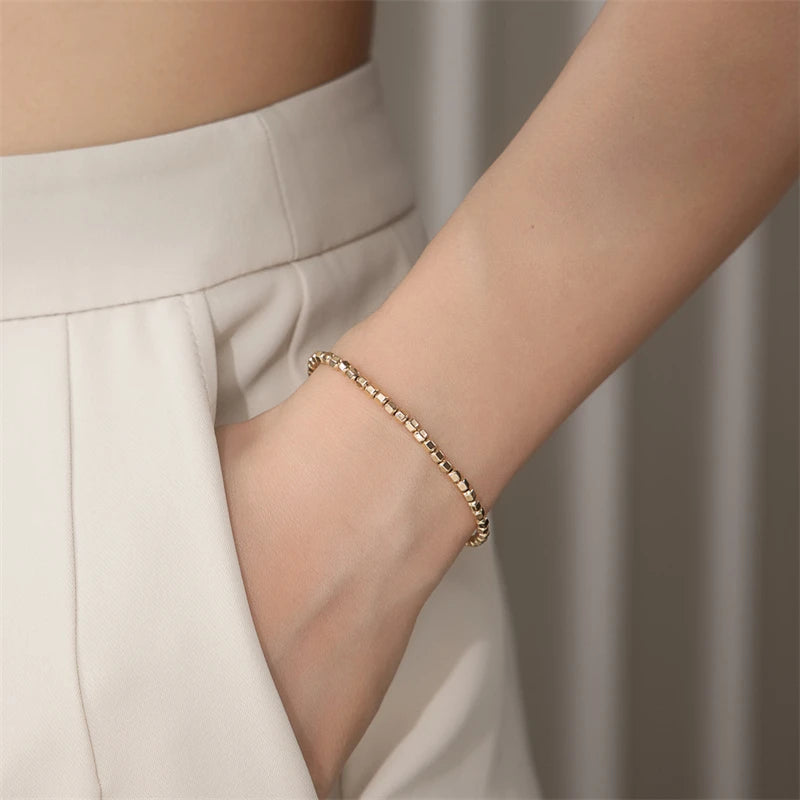 14K Gold Filled Bead Bracelet Handmade Tarnish Resistant Jewelry Boho Bracelets Anklets for Women Bridesmaid Gift Gold Bracelet