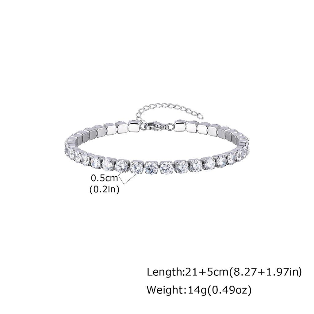 Tennis Anklet 2mm/3mm/4mm, 18K PVD Gold Plated Dainty CZ Foot Chain, Ultra Sparkling Aesthetic Layering Summer Jewelry for Women