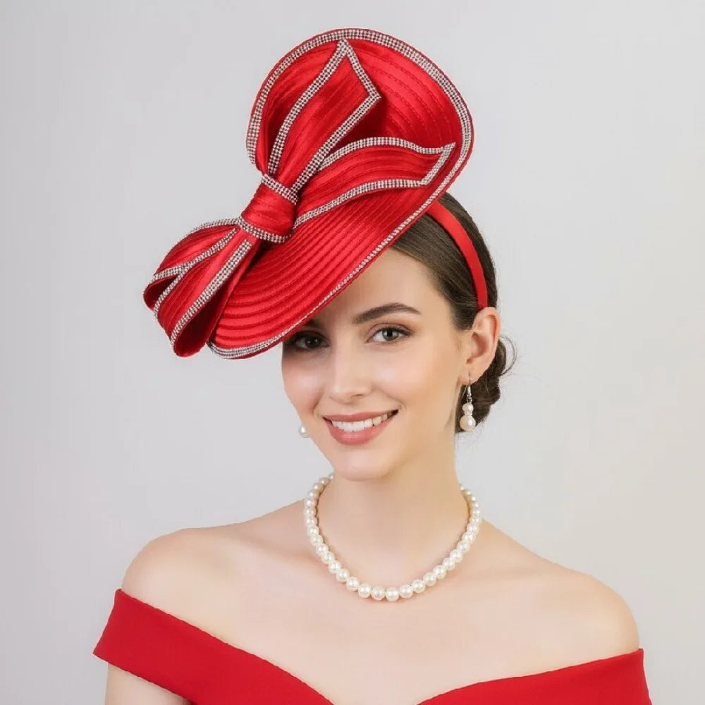 Retro Exquisite Vintage Fascinator Hat Elegant Sweet Bride Headdress Bowknot Hair Band Formal Hat Masquerade Hair Band Wedding