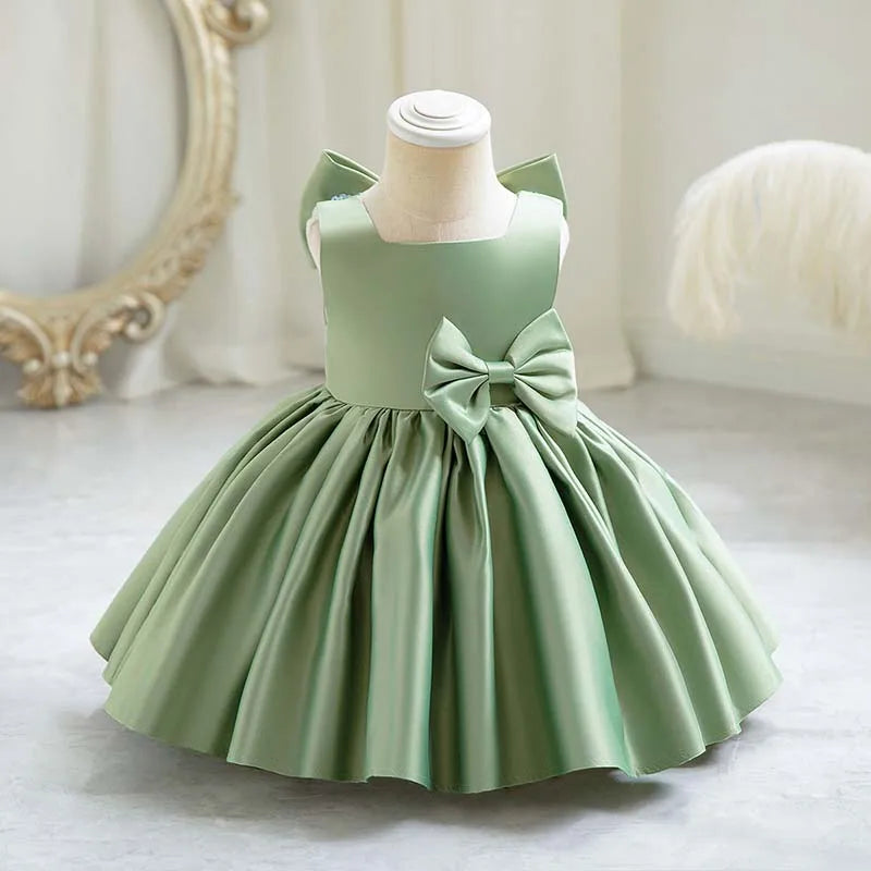 Baby Girls Party Dress Sweet Big Bow Princess Birthday Dresses Children Clothes Flower Girl Elegant Evening Formal Wear Clothing