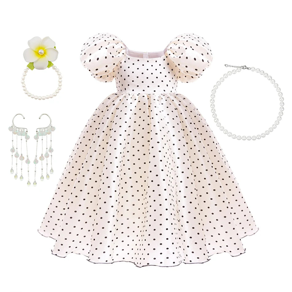 Girls Polka Dot Princess Dress Kids Birthday Gift Carnival Formal Elegant Gown Holiday Party Fantasy Outfit Children Fancy Frock